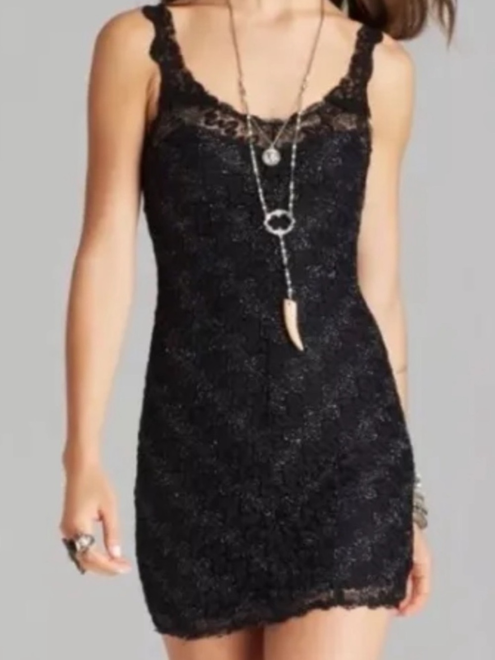 Free People Foiled Again Black Lace Whimsigoth Dress